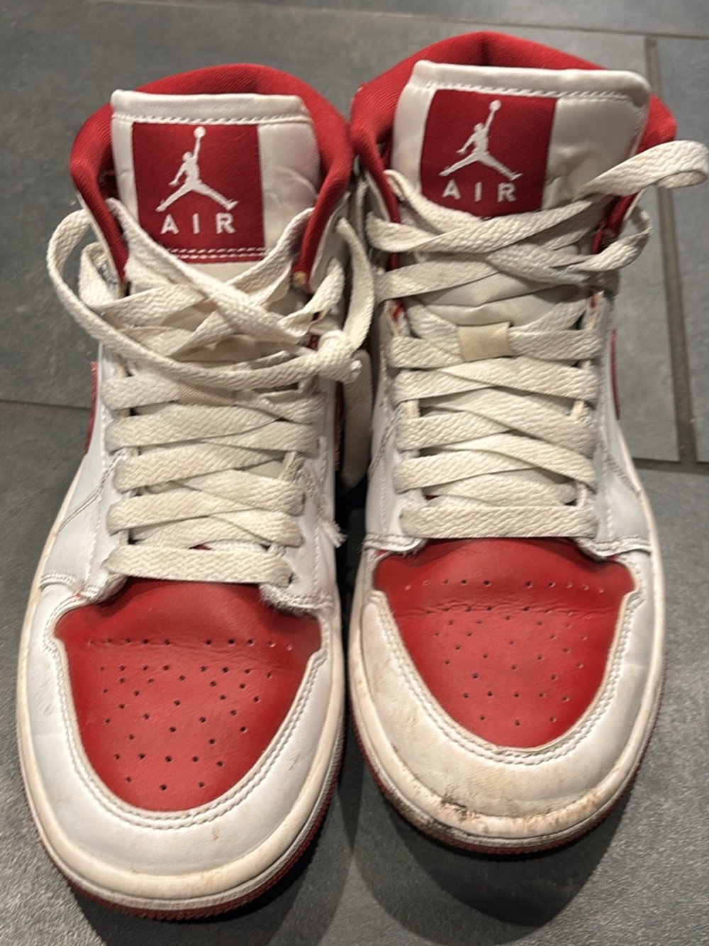 Nike Red and White Air Jordan High-Top Sneakers